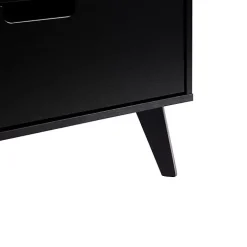 Black Simple Grooved Handle 6-Drawer Dresser