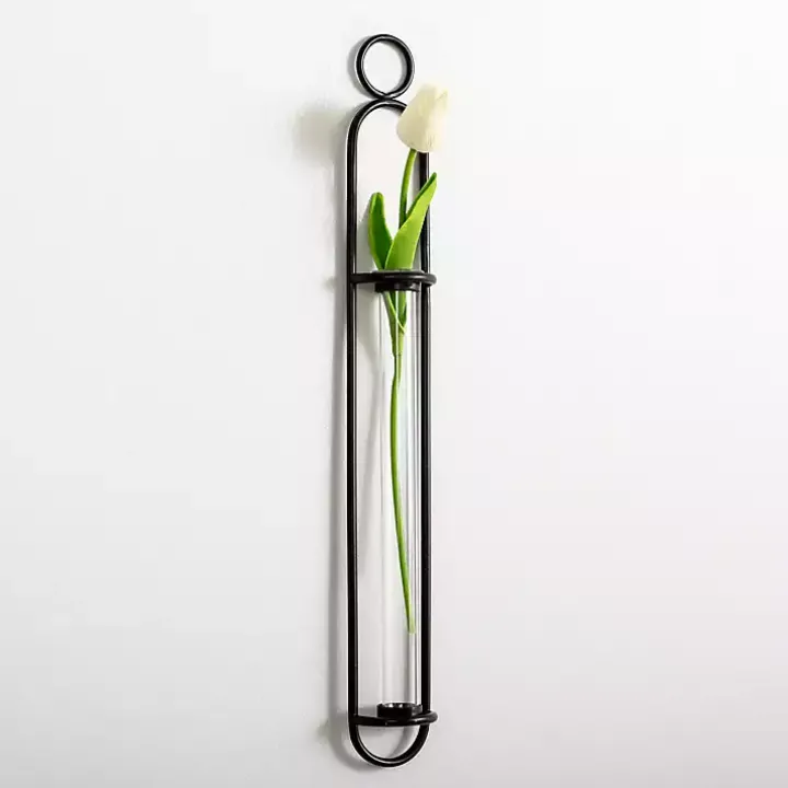 Black Singular Glass Wall Budvase