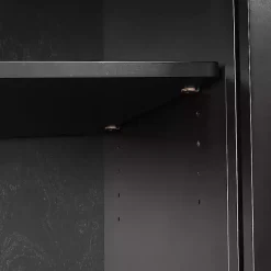 Black Slatted Sliding Door Sideboard