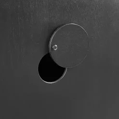 Black Slatted Sliding Door Sideboard