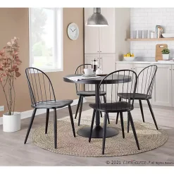 Black Spindle High Back Dining Chairs, Set of 2