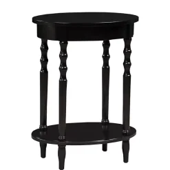 Black Spindle Legs Oval Accent Table
