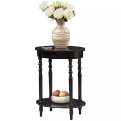 Black Spindle Legs Oval Accent Table