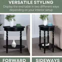 Black Spindle Legs Oval Accent Table