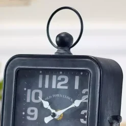 Black Square Metal Tabletop Clock