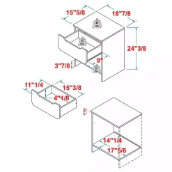 Black Stanley Single Drawer Nightstand