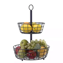 Black Steel Two-Tier Fruit Basket