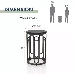 Black Stone and Metal Geometric Accent Table