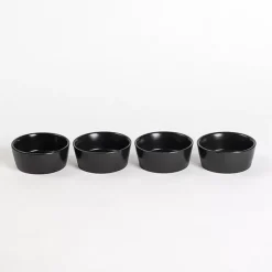 Black Stoneware Appetizer Bowls, Set of 4