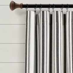 Black Stripe Farmhouse Curtain Panel Set, 95 in.