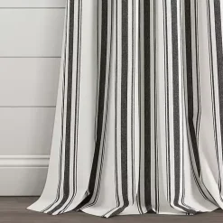 Black Stripe Farmhouse Curtain Panel Set, 95 in.