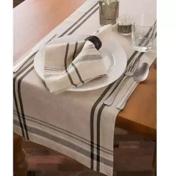 Black Stripe French Table Runner