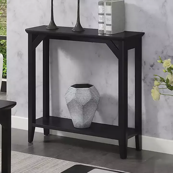 Black Tapered Legs Rustic Console Table