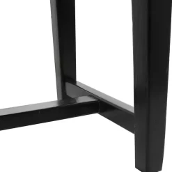 Black Teak Wood and Leather Bench