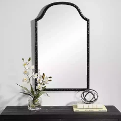 Black Textured Arch Wall Mirror