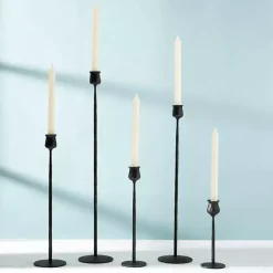 Black Textured Taper Candle Holder, 12 in.