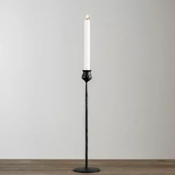Black Textured Taper Candle Holder, 16 in.