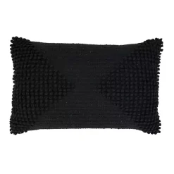 Black Textured Woven Diamond Lumbar Pillow