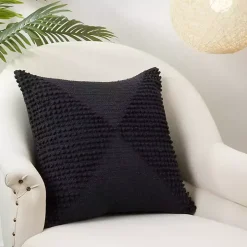Black Textured Woven Diamond Throw Pillow