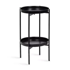 Black 2-Tier Foldable Cienna Accent Table