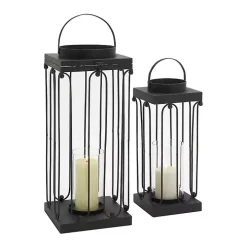 Black Tin Open Frame Lanterns, Set of 2