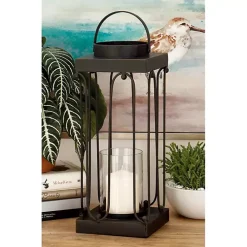 Black Tin Open Frame Lanterns, Set of 2