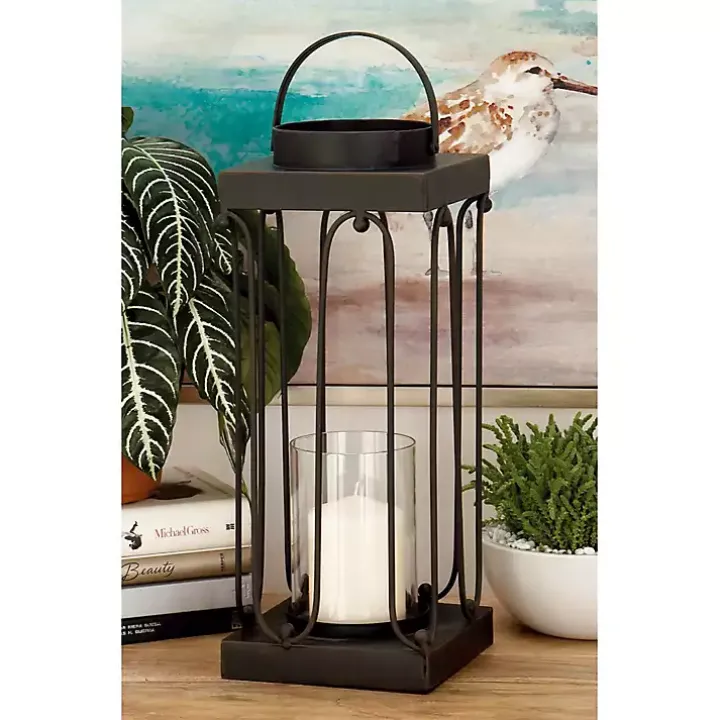 Black Tin Open Frame Lanterns, Set of 2