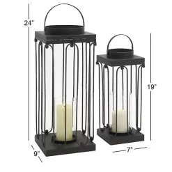 Black Tin Open Frame Lanterns, Set of 2