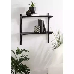 Black Traditional Two-Tiered Wall Shelf