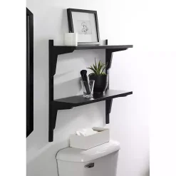 Black Traditional Two-Tiered Wall Shelf