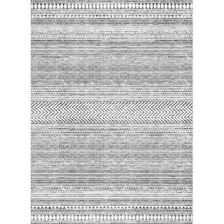 Black Tribal Geometric Washable Area Rug, 6x9