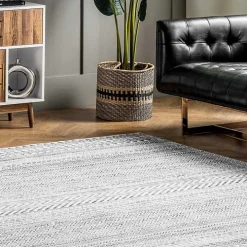 Black Tribal Geometric Washable Area Rug, 6x9