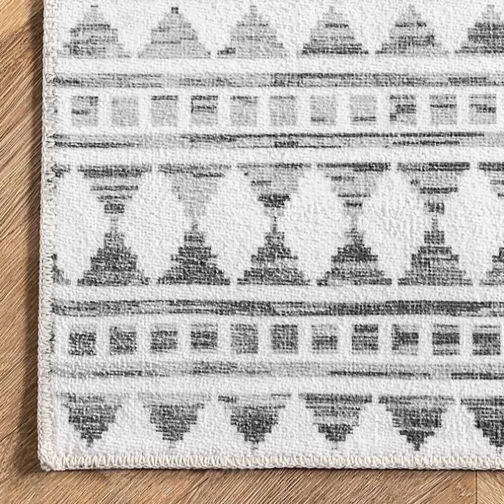 Black Tribal Geometric Washable Area Rug, 8x10