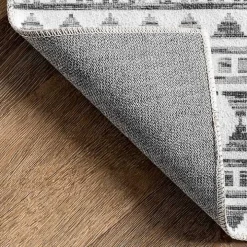 Black Tribal Geometric Washable Area Rug, 8x10