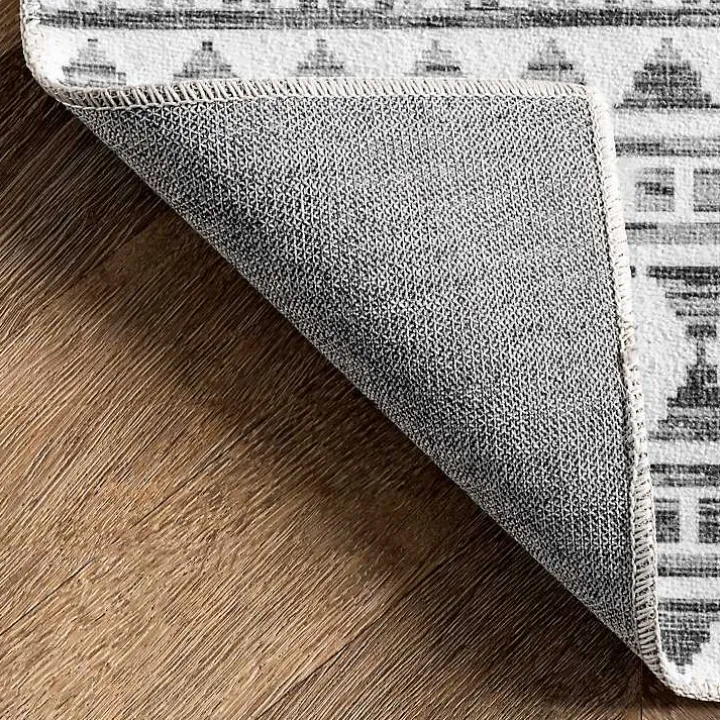 Black Tribal Geometric Washable Area Rug, 8x10