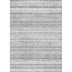 Black Tribal Geometric Washable Area Rug, 5x8