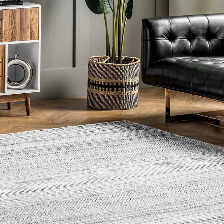 Black Tribal Geometric Washable Area Rug, 5x8