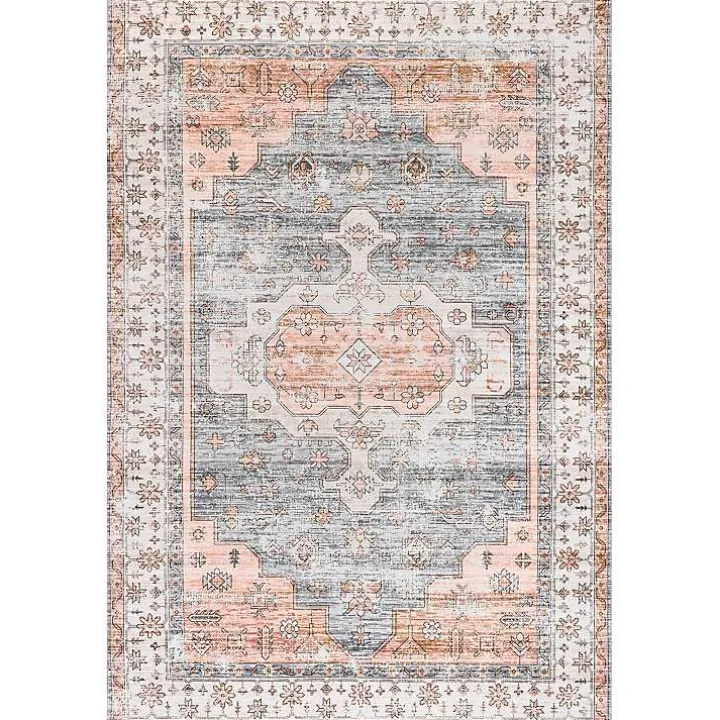 Black Vintage Motif Washable Area Rug, 5x8