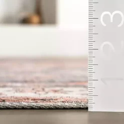 Black Vintage Motif Washable Area Rug, 5x8