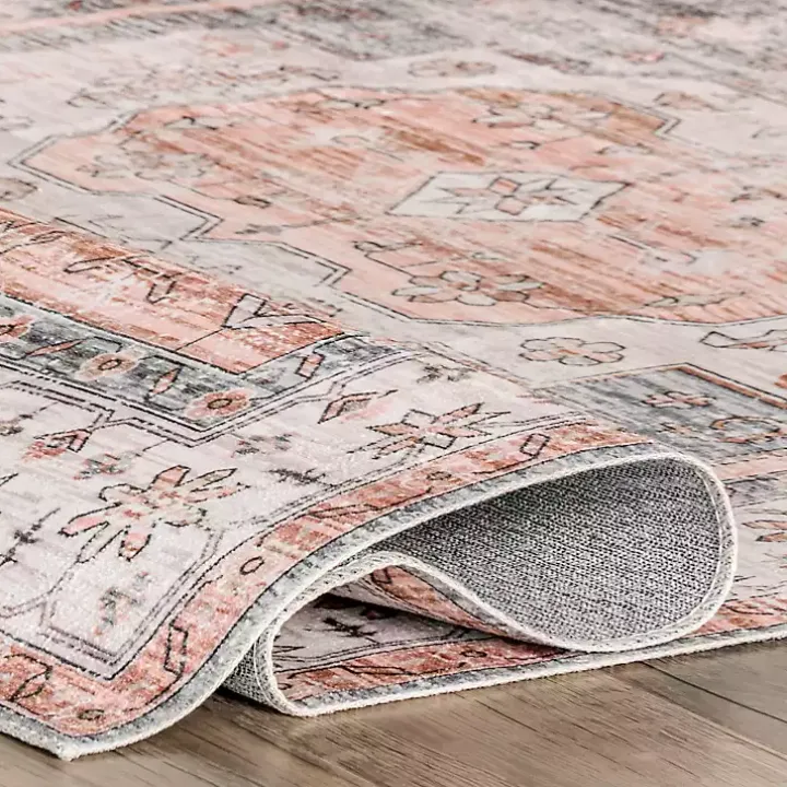 Black Vintage Motif Washable Area Rug, 5x8