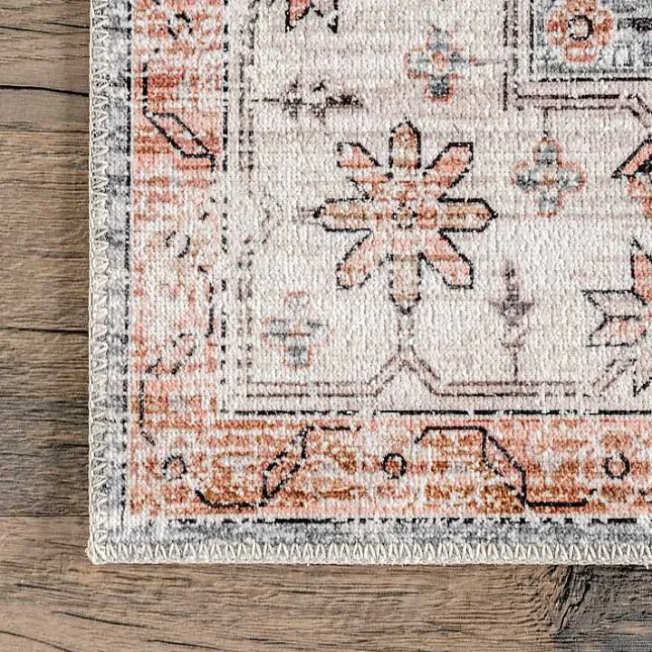 Black Vintage Motif Washable Area Rug, 5x8