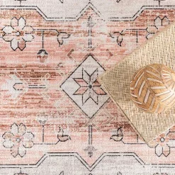 Black Vintage Motif Washable Area Rug, 8x10