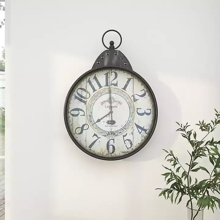 Black Vintage Pocket Watch Wall Clock