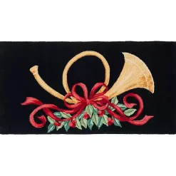 Black Vintage Poster Hooked Accent Rug, 2x4