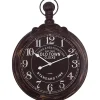 Black Weathered Iron Frame Round Wall Clock