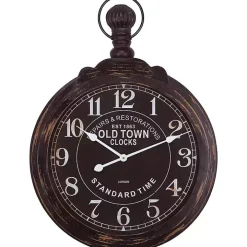Black Weathered Iron Frame Round Wall Clock