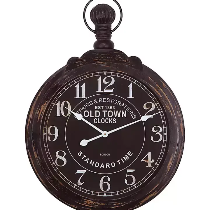 Black Weathered Iron Frame Round Wall Clock