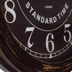 Black Weathered Iron Frame Round Wall Clock