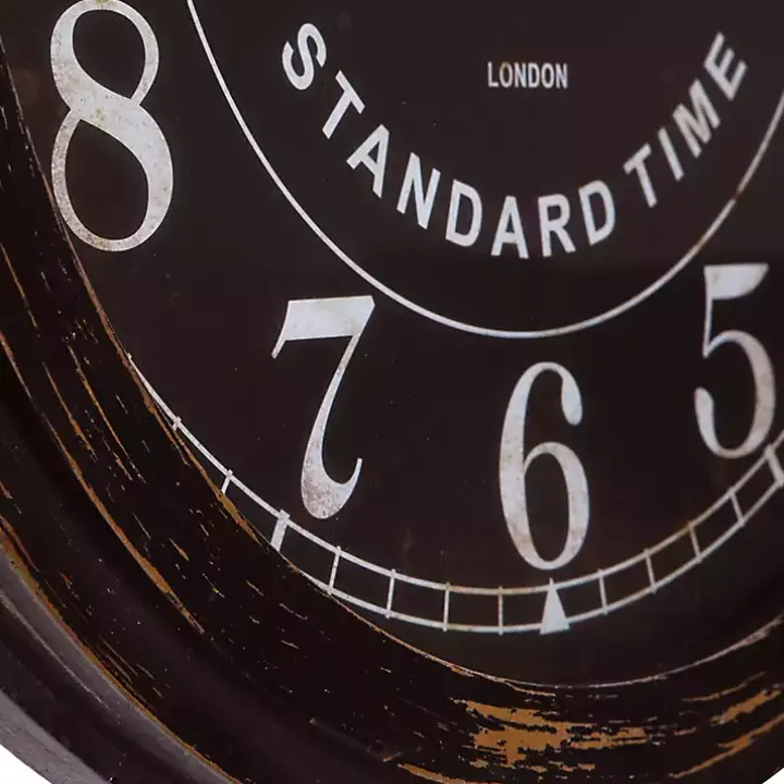 Black Weathered Iron Frame Round Wall Clock