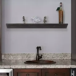 Black Wedge Wood Large Floating Shelf